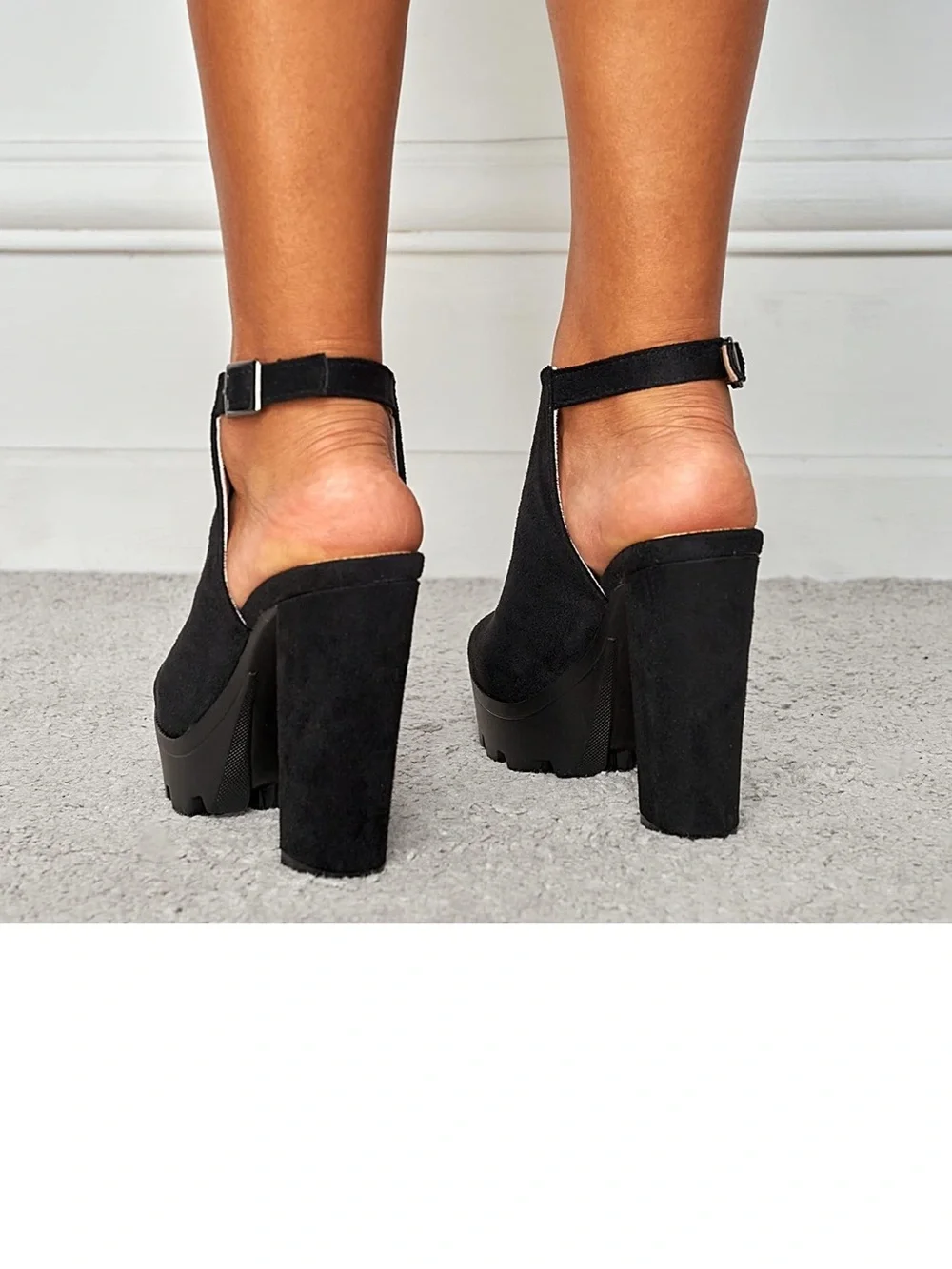 Women Platform Ankle Boots Open Peep Toe Chunky Block High Heel Platform